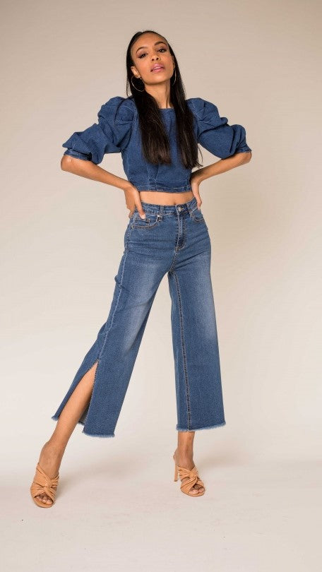 Nina Carter denim cropped pants