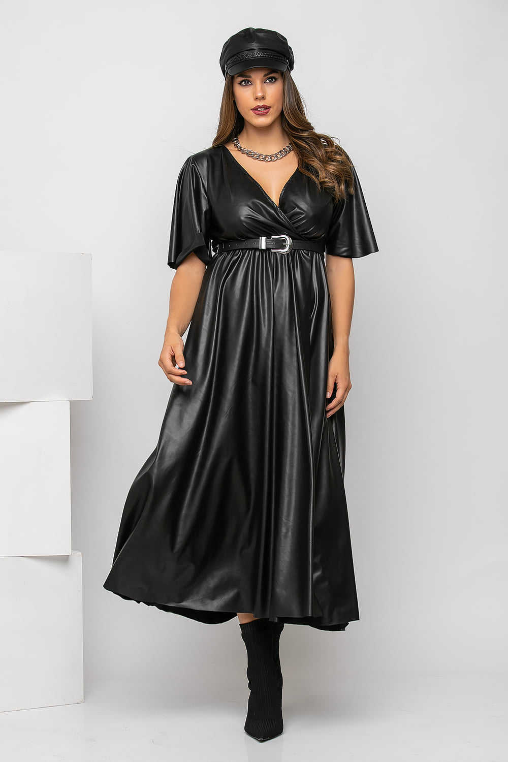 Φόρεμα croise δερματίνης