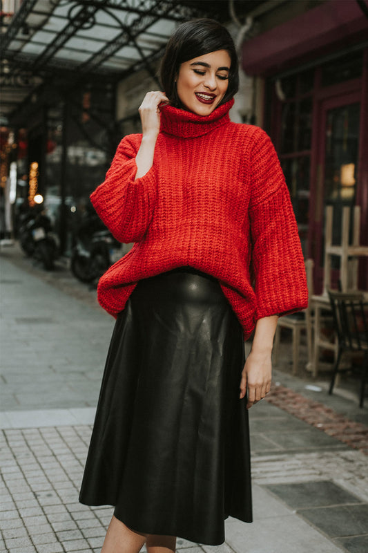 Φούστα από δερματίνη midi