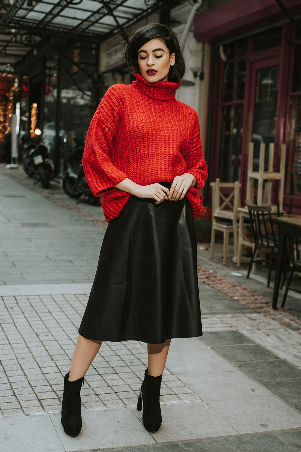 Φούστα από δερματίνη midi