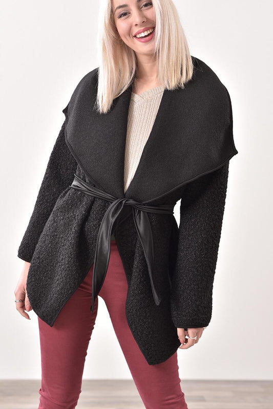 Ζακέτα μπουκλέ με ζώνη