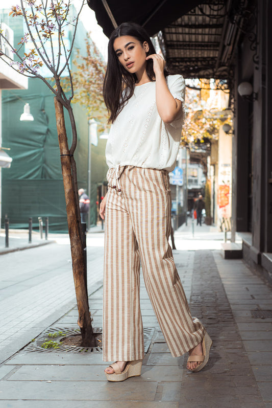 Παντελόνα ριγέ με ζώνη