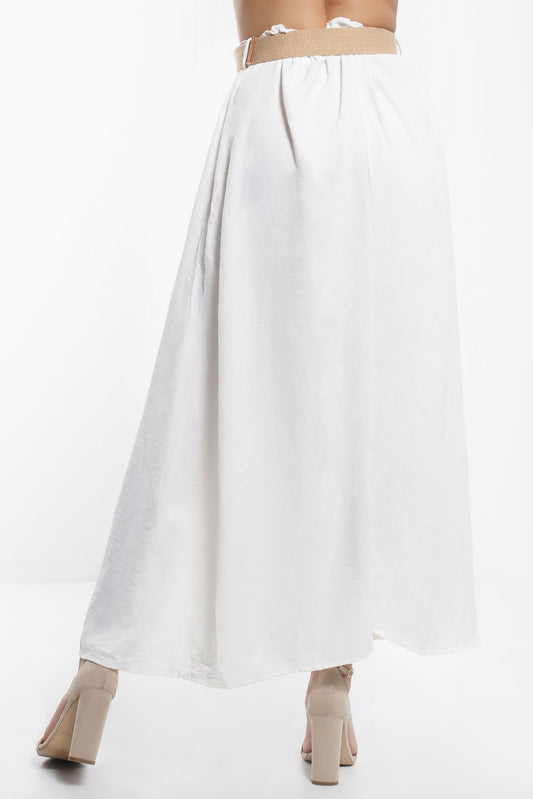 Φούστα maxi με ψάθινη ζώνη