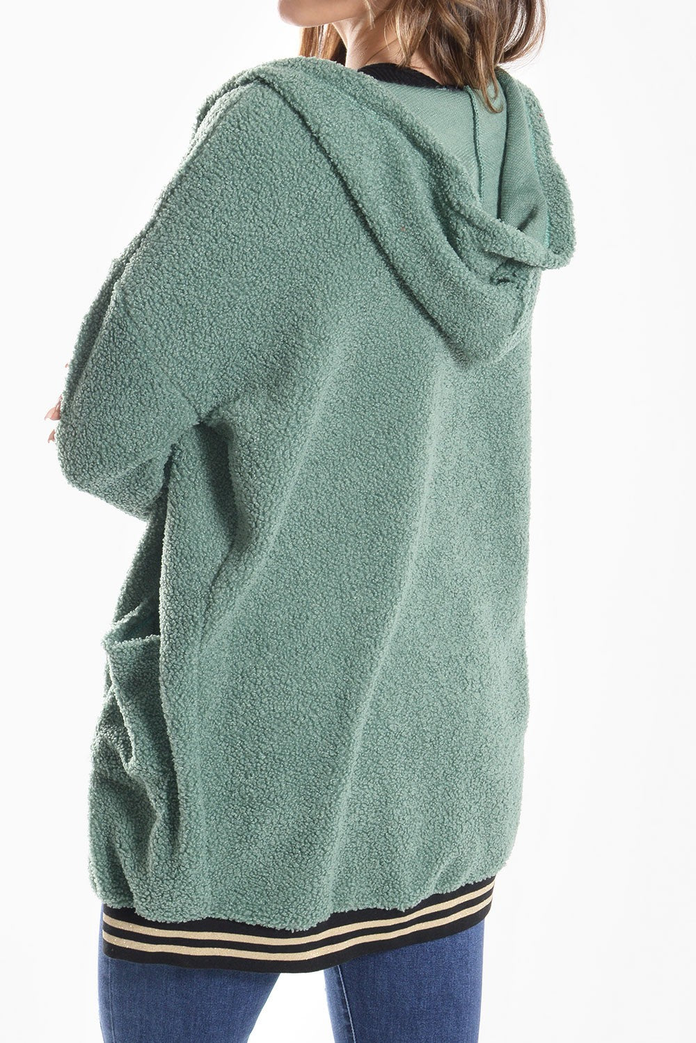 Ζακέτα μπουκλέ με κουκούλα