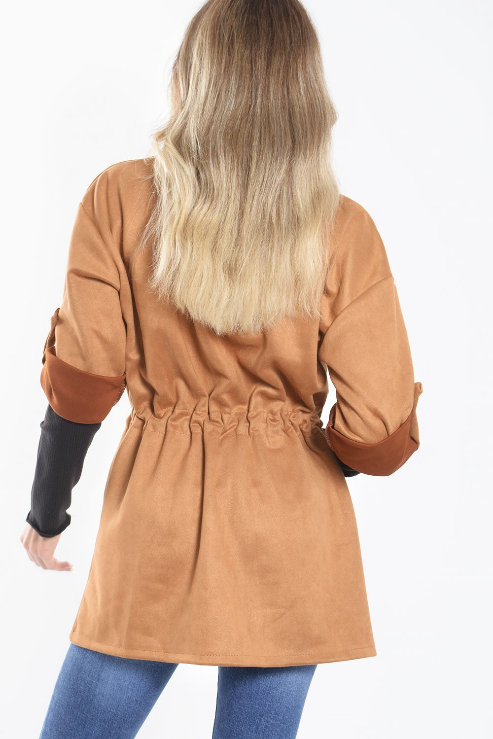 Ζακέτα suede με τούνελ