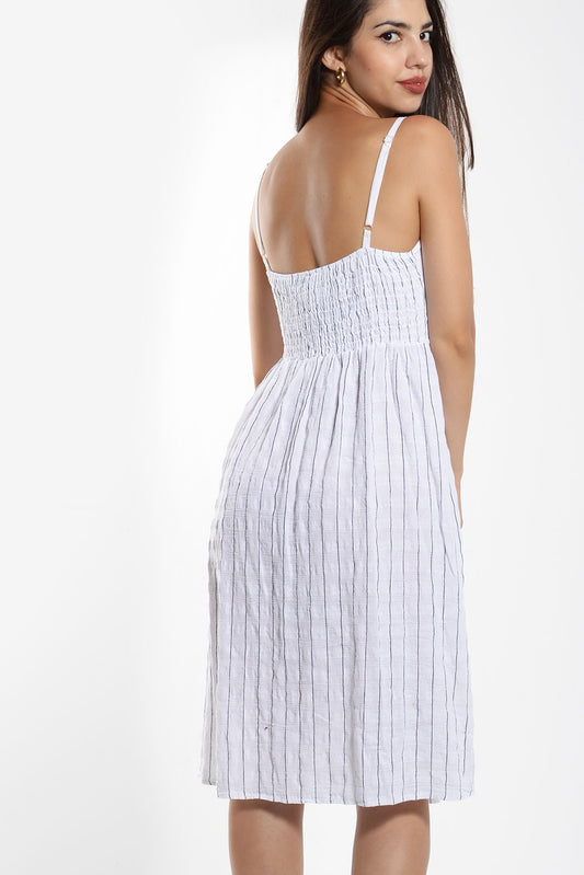 Φόρεμα midi σεμιζιέ ριγέ