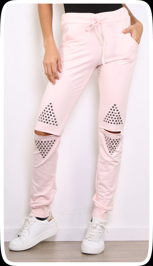 Παντελόνι βαμβακερό με τρουκς και σκισίματα