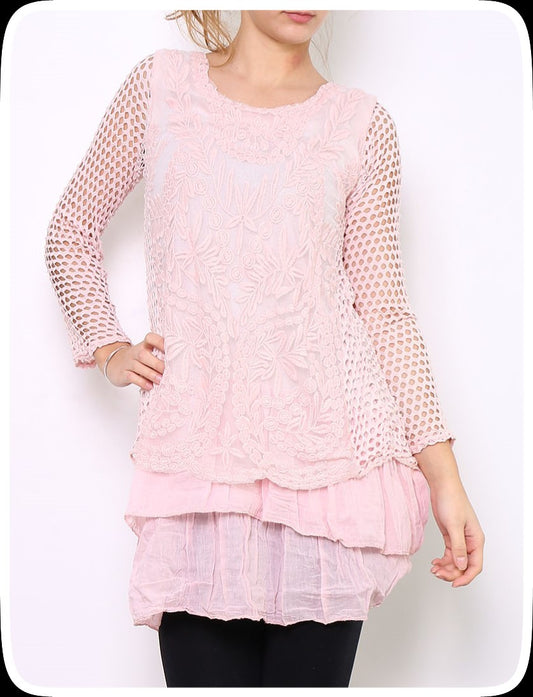 Μπλουζοφόρεμα με see through μανίκια