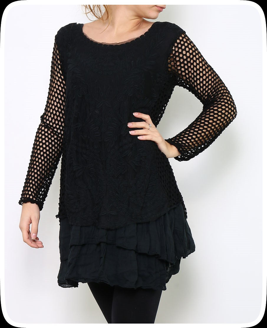 Μπλουζοφόρεμα με see through μανίκια