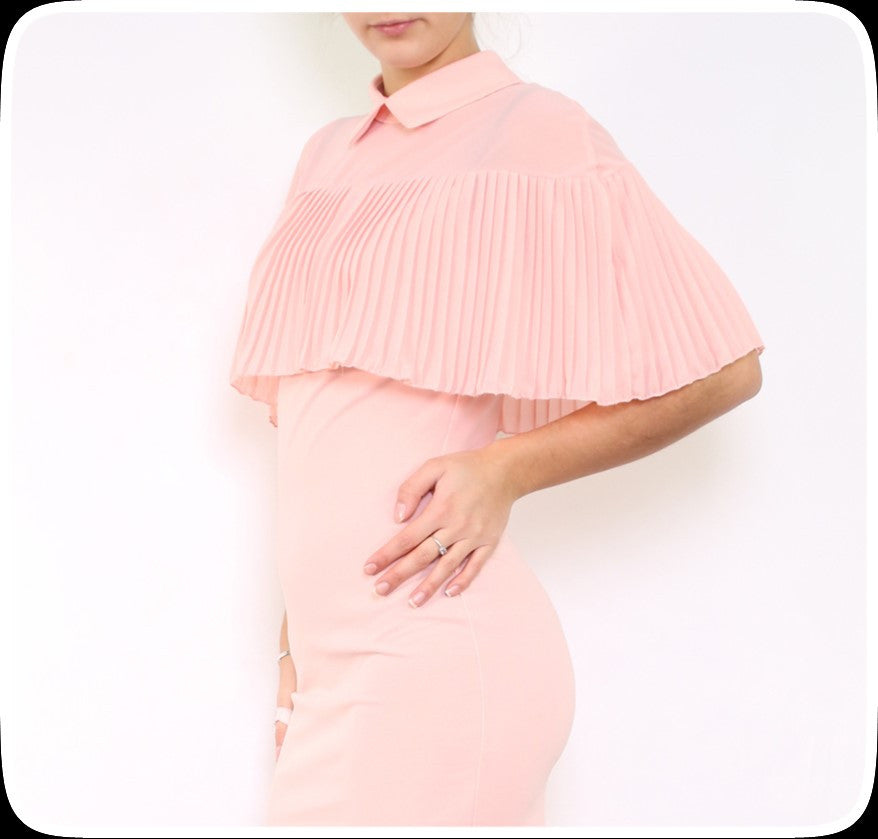 Φόρεμα με πλισέ βολάν και γιακά