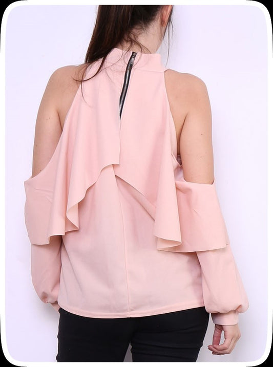 Μπλούζα έξωμη με βολάν