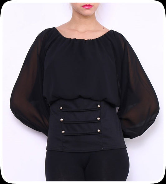 Μπλούζα με λεπτομέρειες δανδέλας και τρουκς