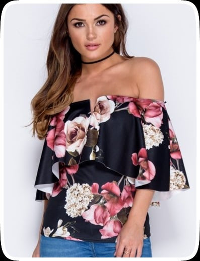 Μπλούζα strapless floral