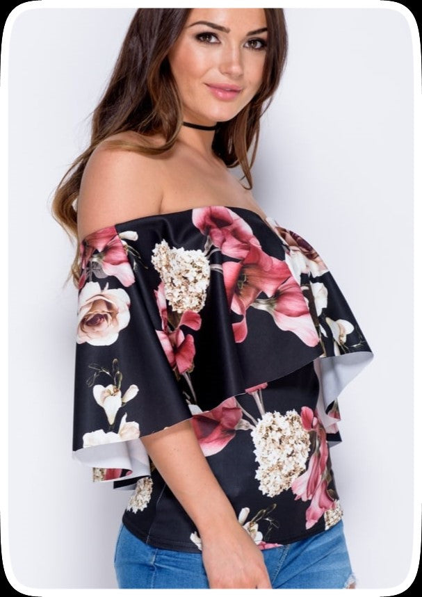 Μπλούζα strapless floral