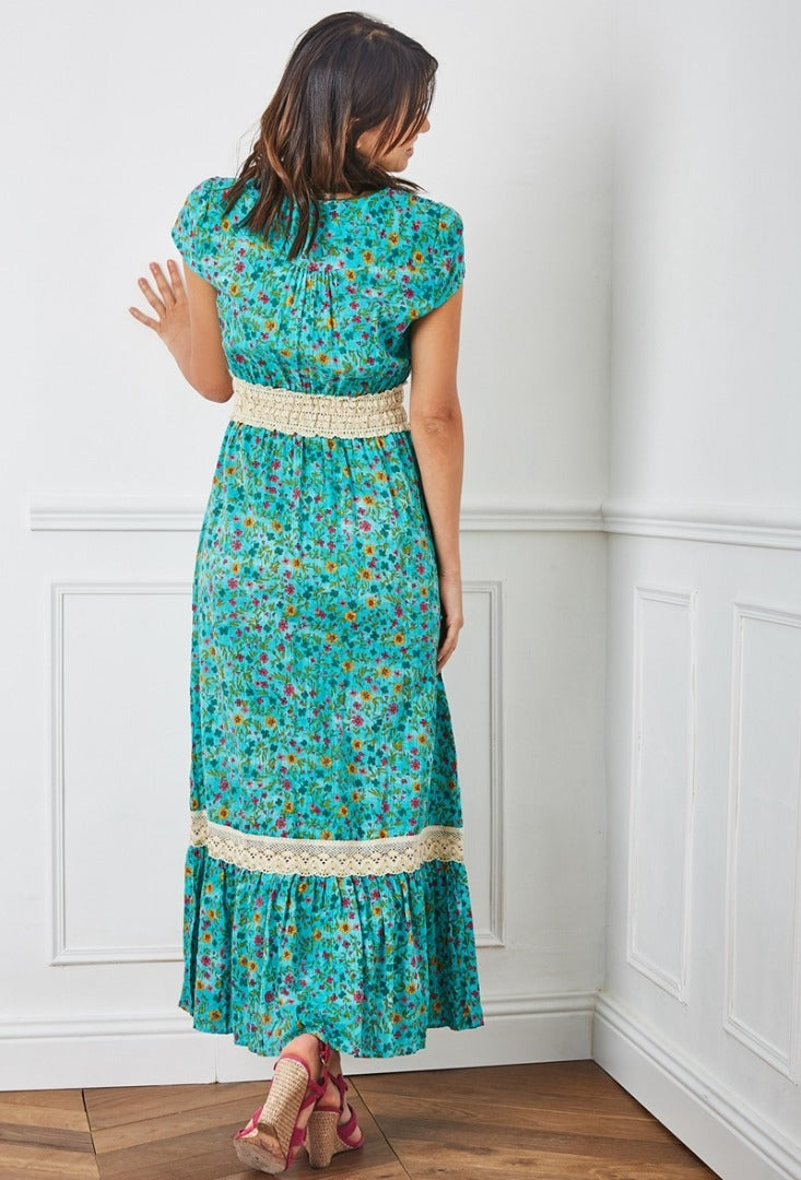 Φόρεμα maxi floral με δανδέλα