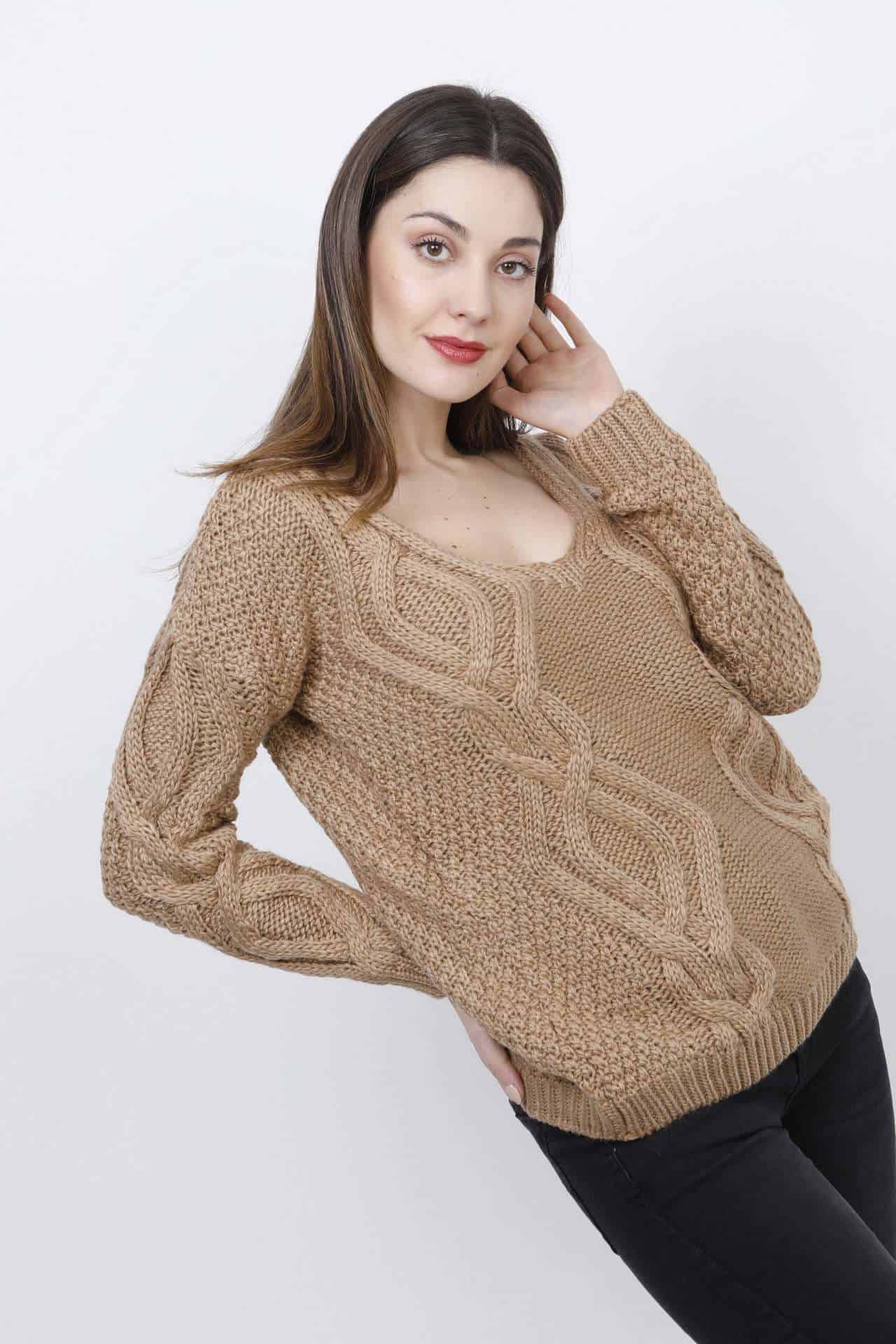 Μπλούζα πλεκτή με πλεξούδες