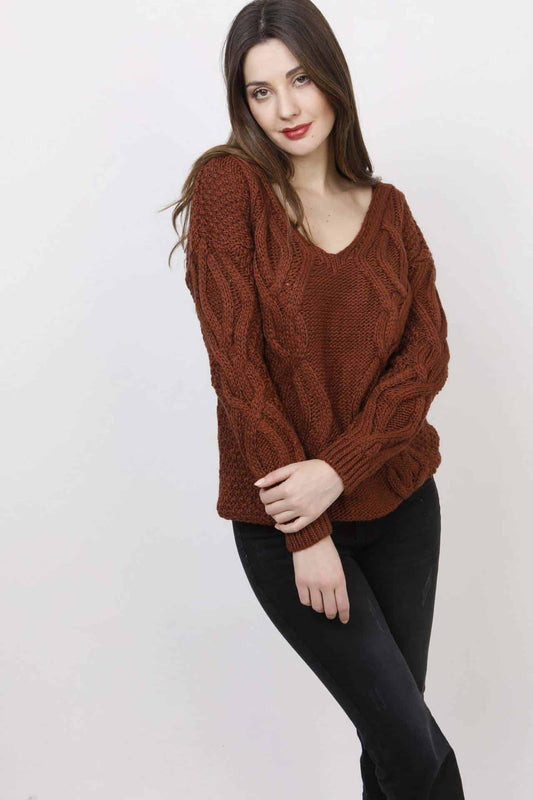 Μπλούζα πλεκτή με πλεξούδες