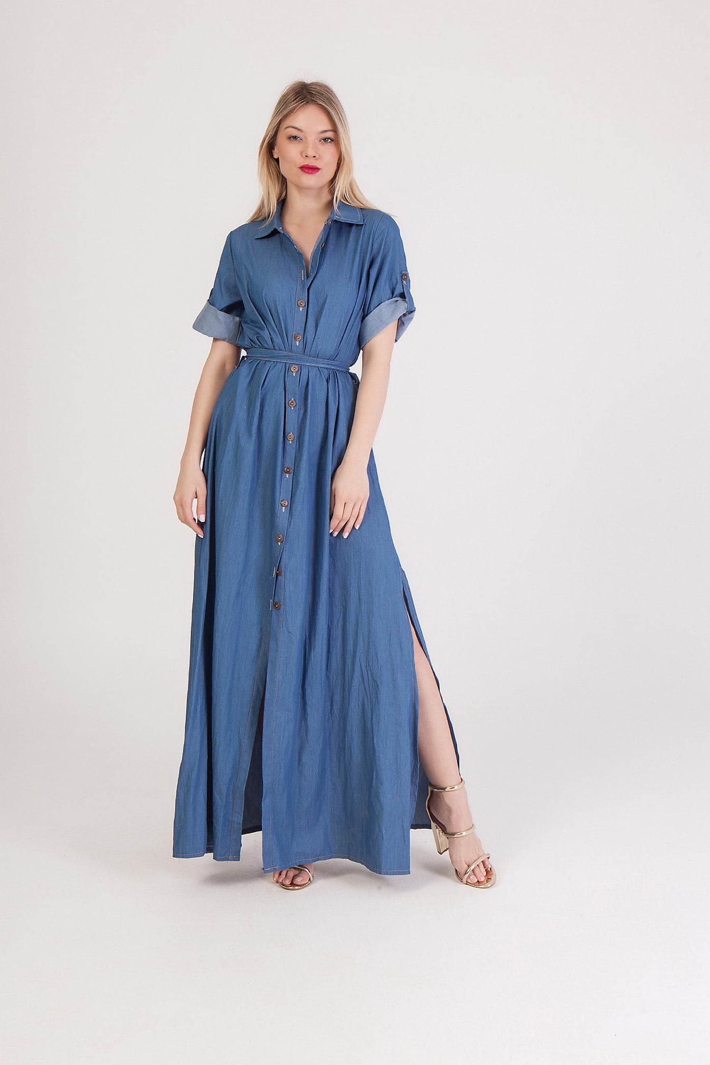 Jean shirt dress βαμβακερό