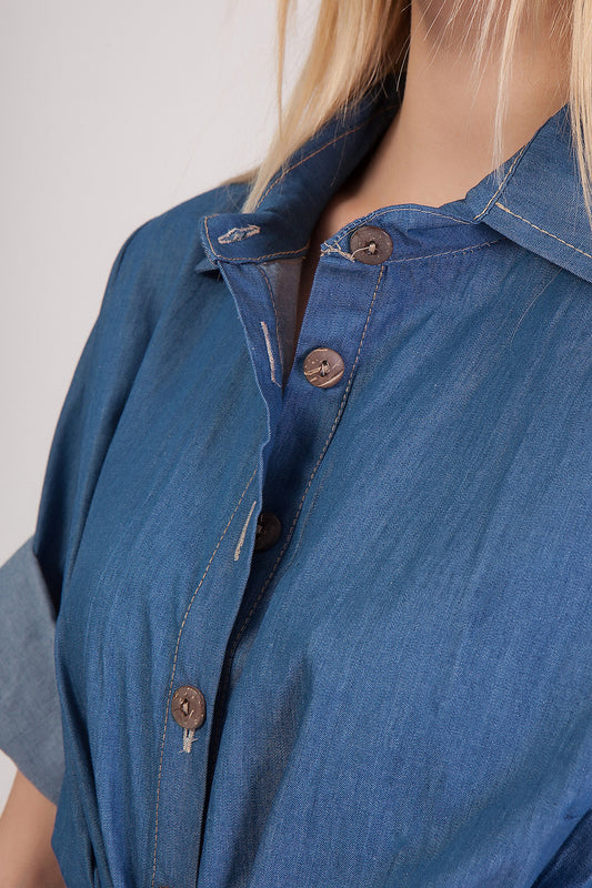 Jean shirt dress βαμβακερό