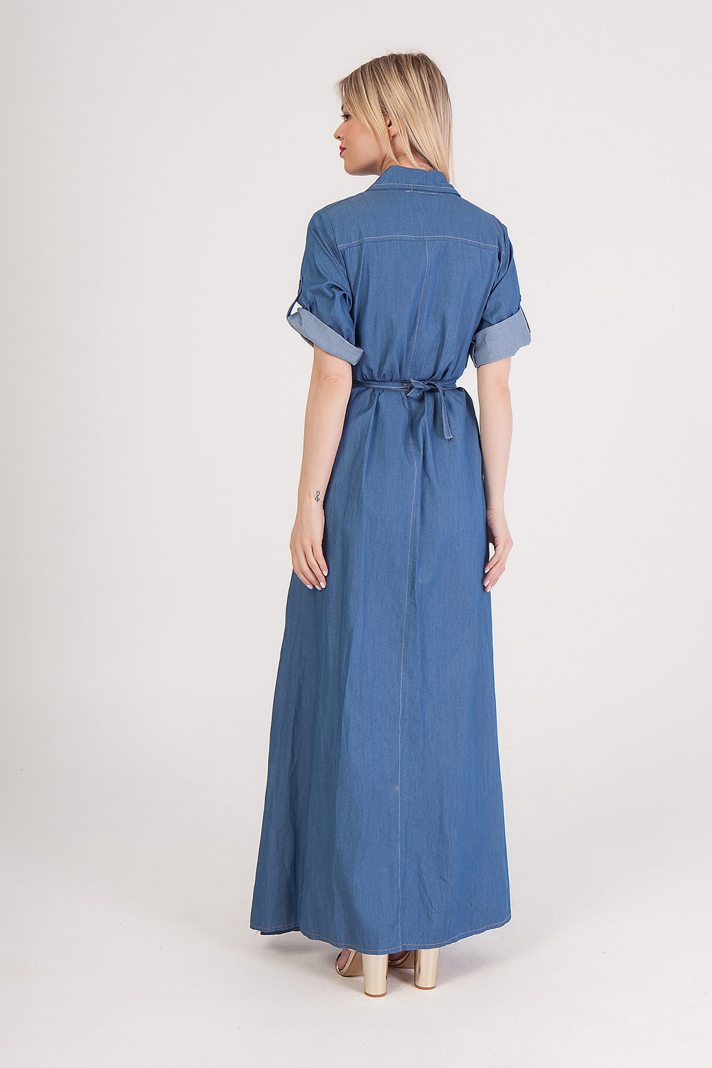 Jean shirt dress βαμβακερό