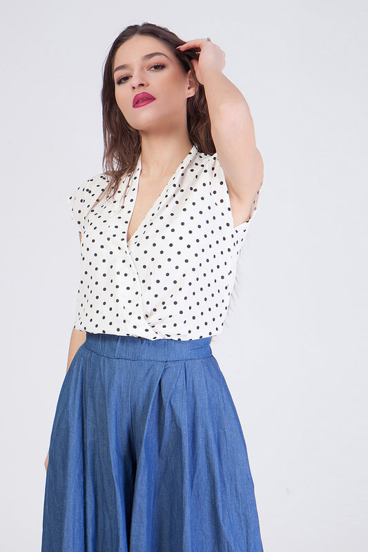 Κορμάκι αμάνικο πουά