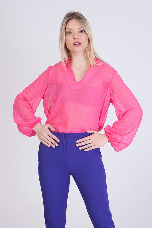 Μπλούζα ημιδιαφανής πουά