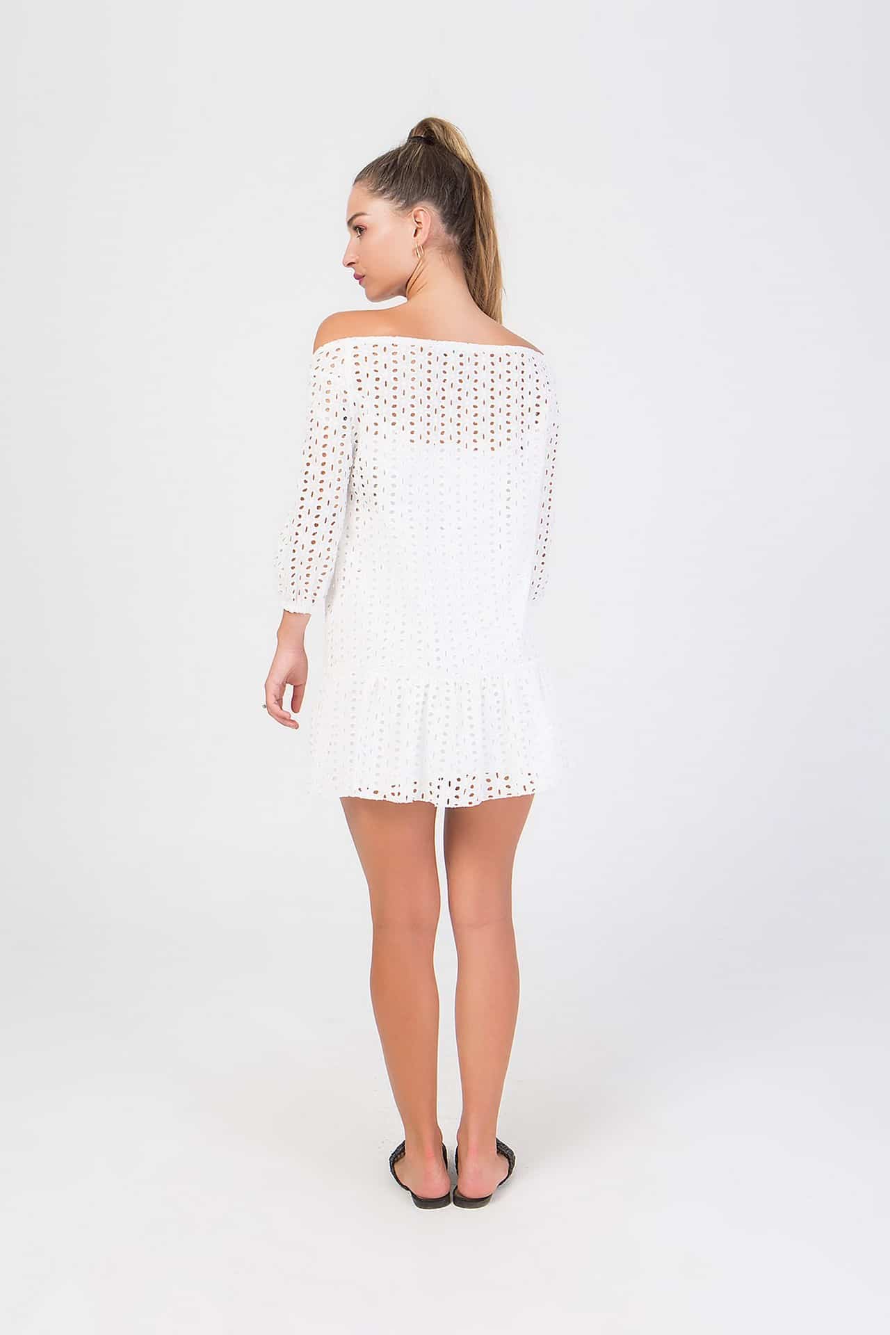 Φόρεμα mini με κοφτό κέντημα