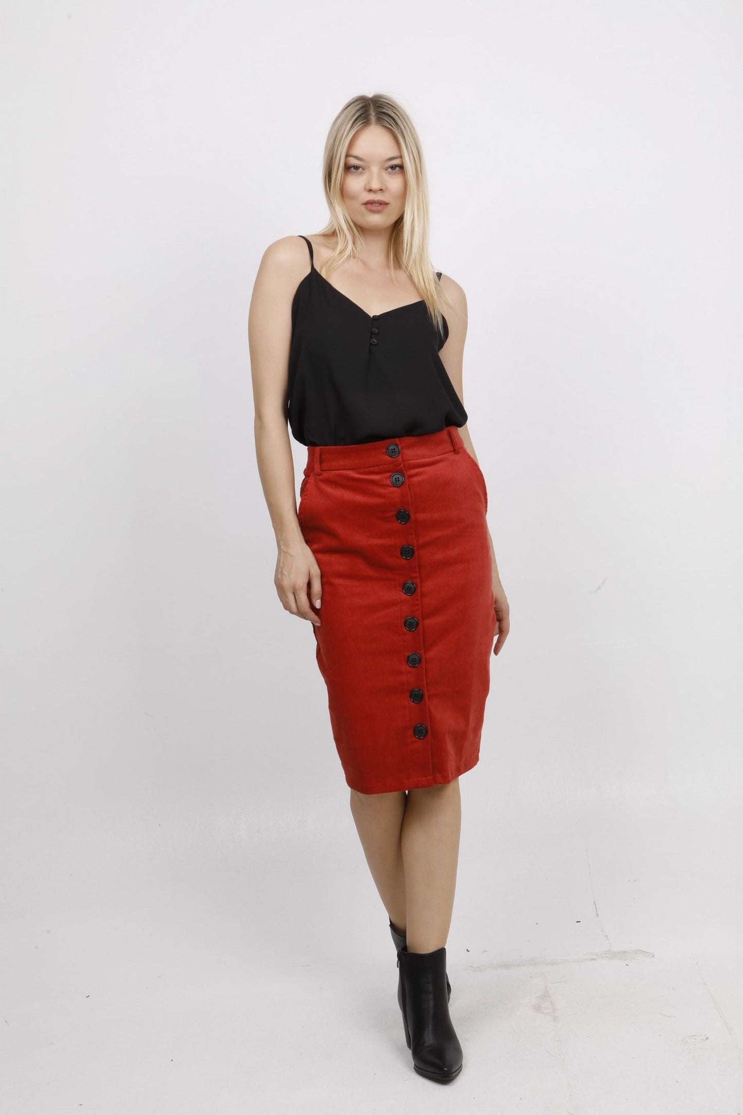 Φούστα κοτλέ ψηλόμεση