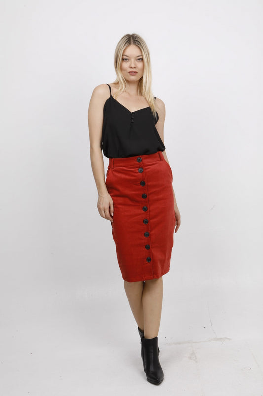 Φούστα κοτλέ ψηλόμεση