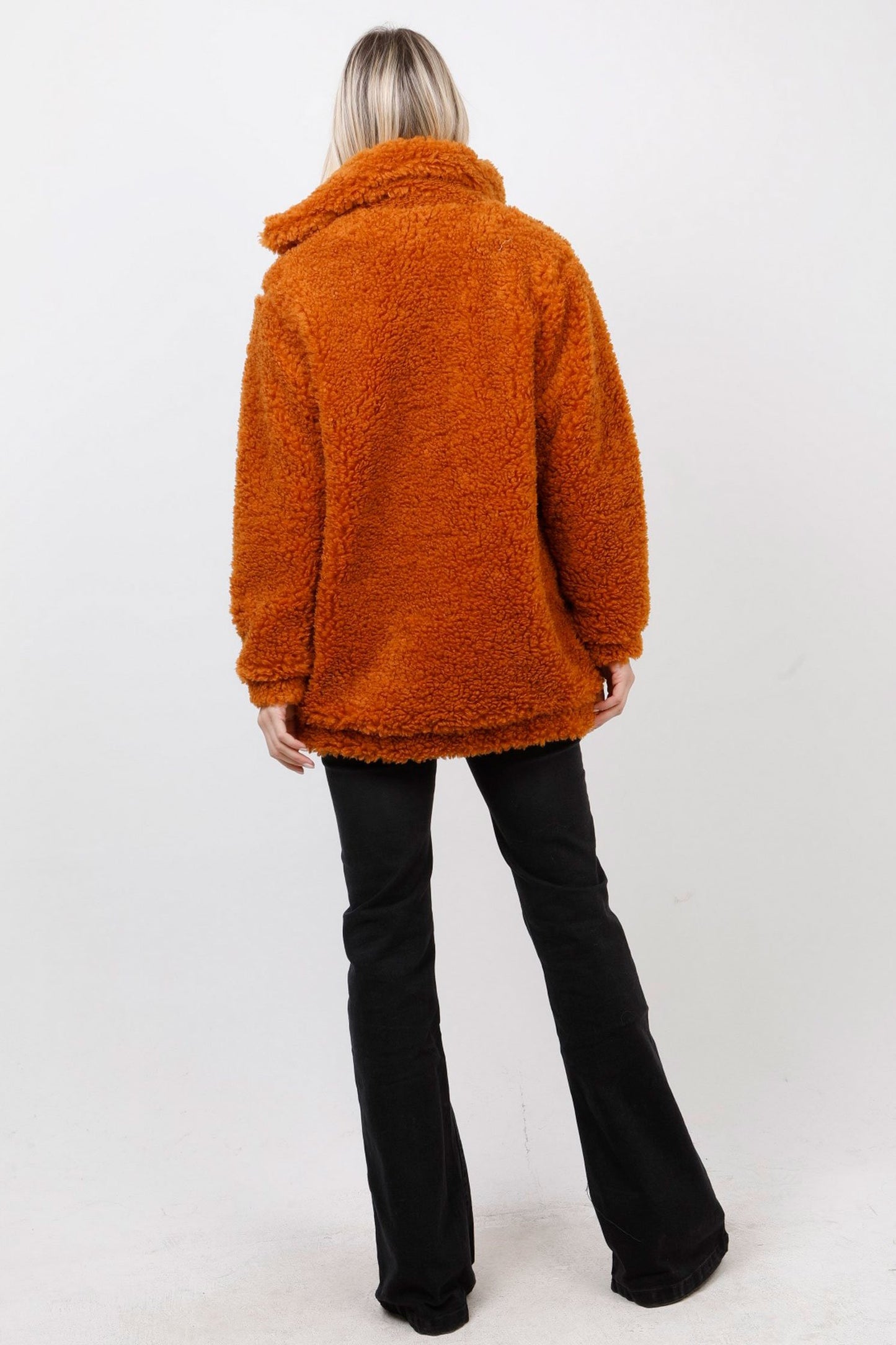 Jacket μπουκλέ με ψηλό λαιμό