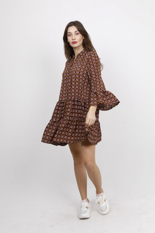 Φόρεμα εμπριμέ mini σε Α γραμμή