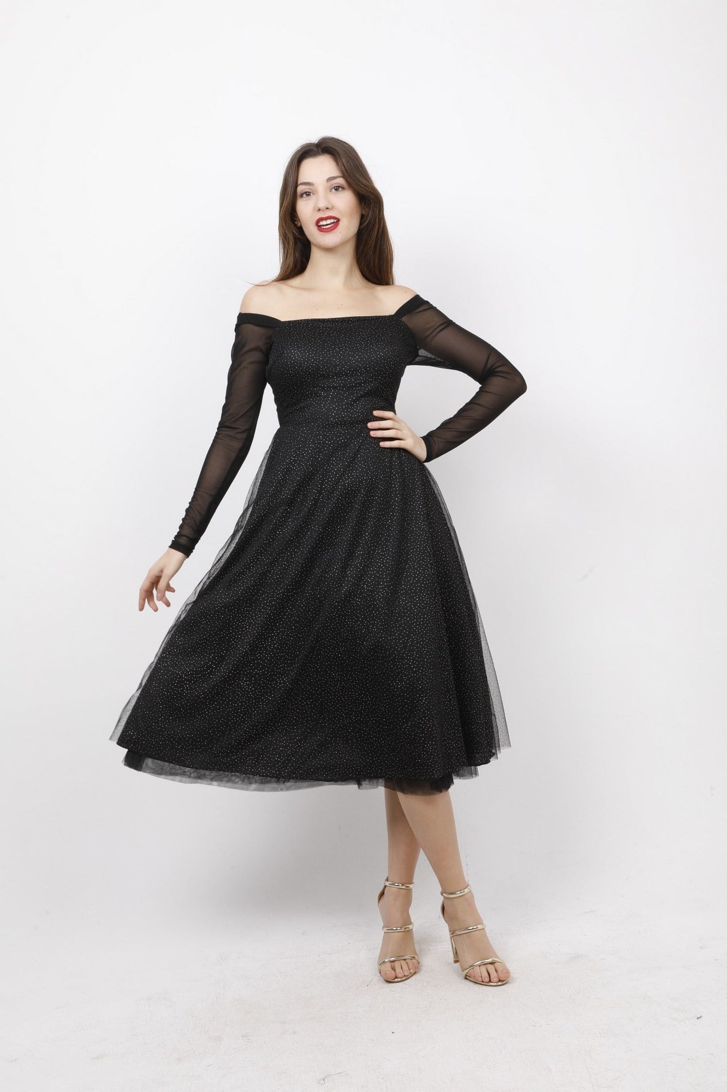 Φόρεμα midi lurex