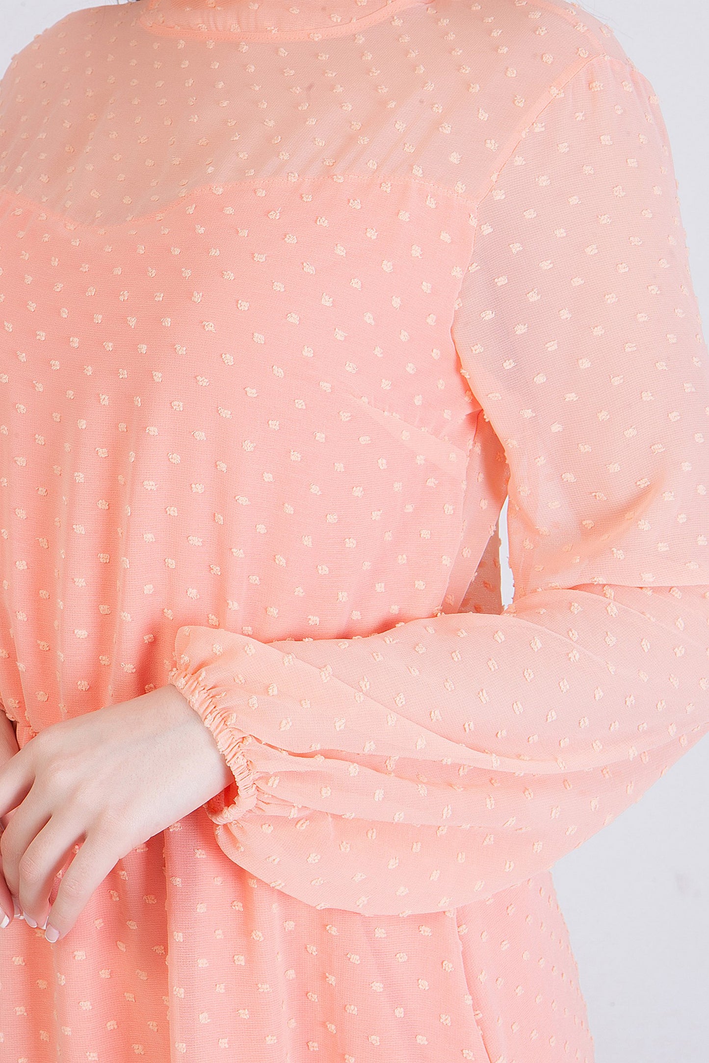 Φόρεμα μακρύ με ανάγλυφο πουά