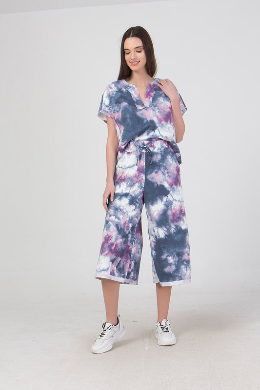 Σετ τοπ - ζιπ κιλότ μπατίκ