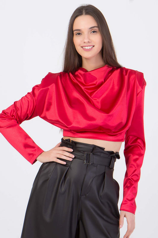 Μπλούζα cropped satin