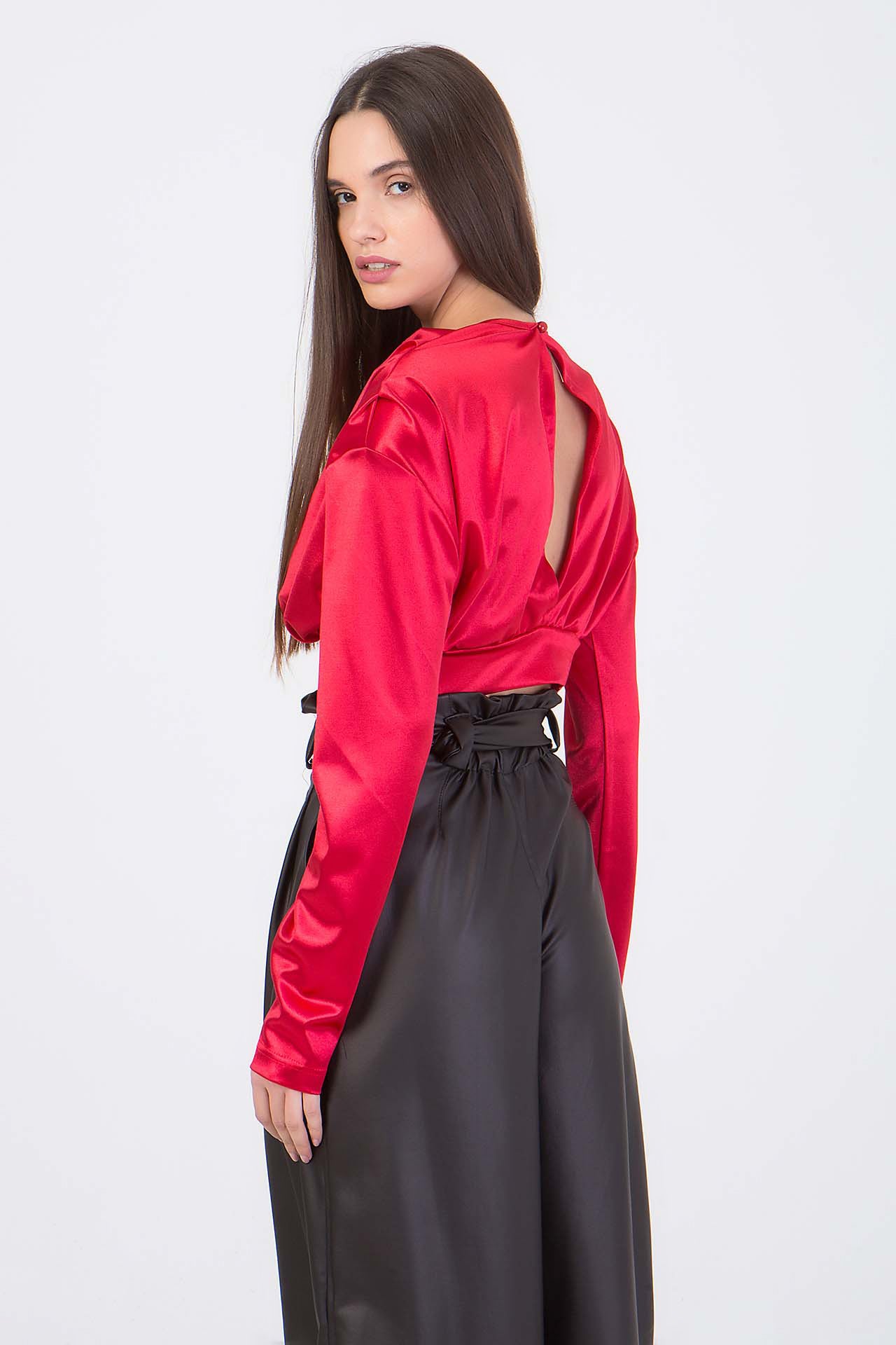 Μπλούζα cropped satin