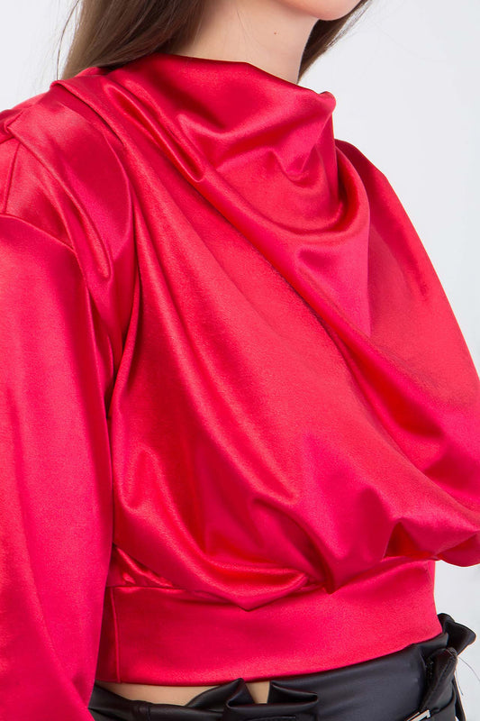 Μπλούζα cropped satin