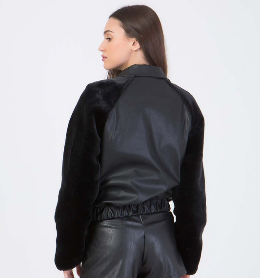 Jacket δερματινής με βελουτέ