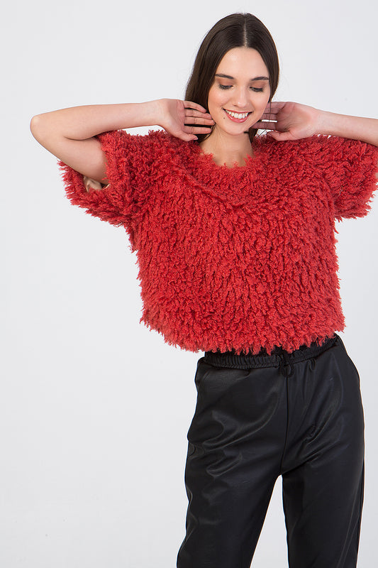 Μπλούζα χνουδωτή μπουκλέ