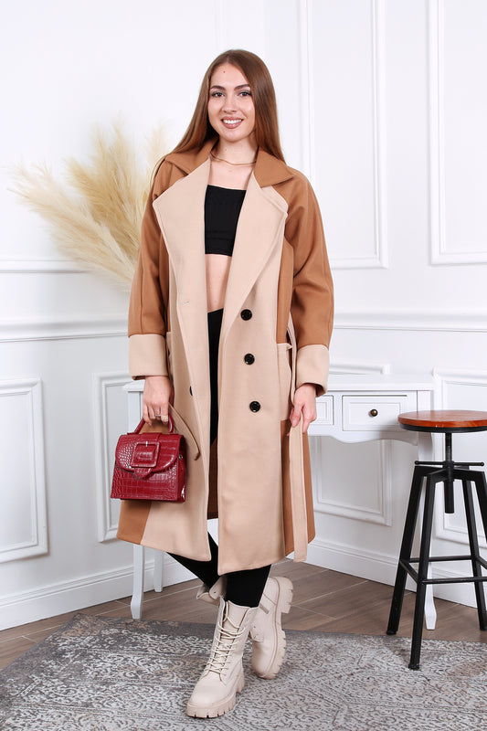 Παλτό μάλλινο δίχρωμο