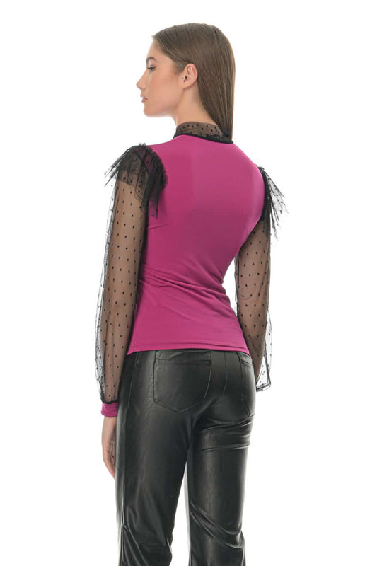 Μπλούζα με διαφανή μανίκια