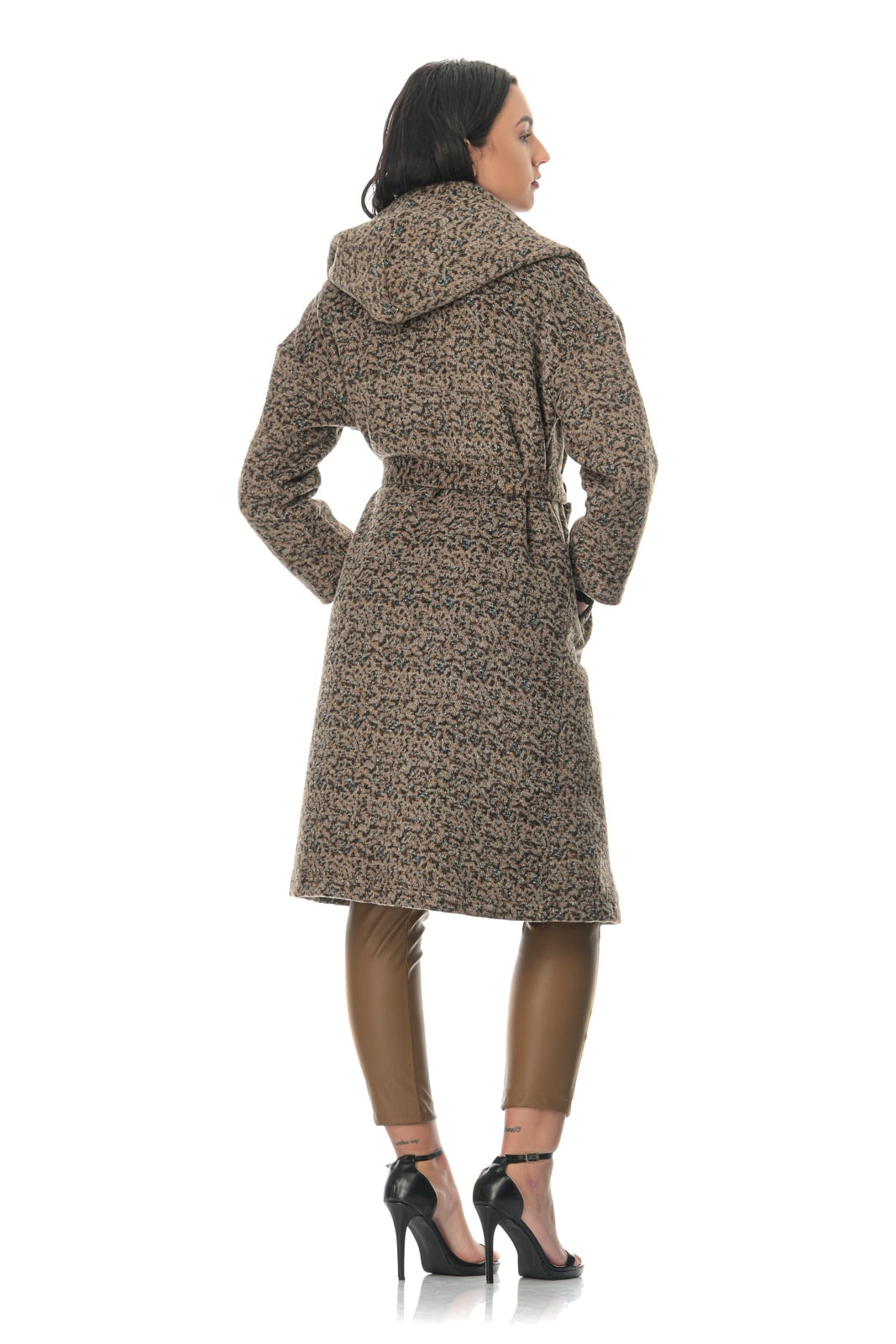 Παλτό εμπριμέ με κουκούλα