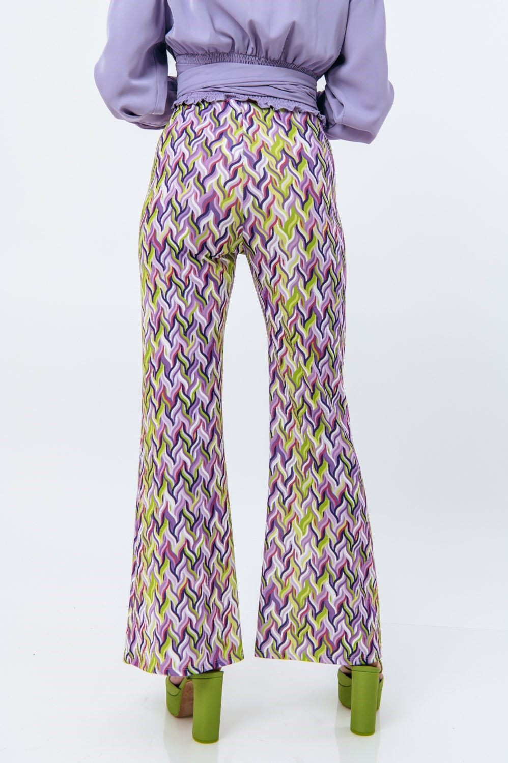 Παντελόνα καμπάνα printed multicolor