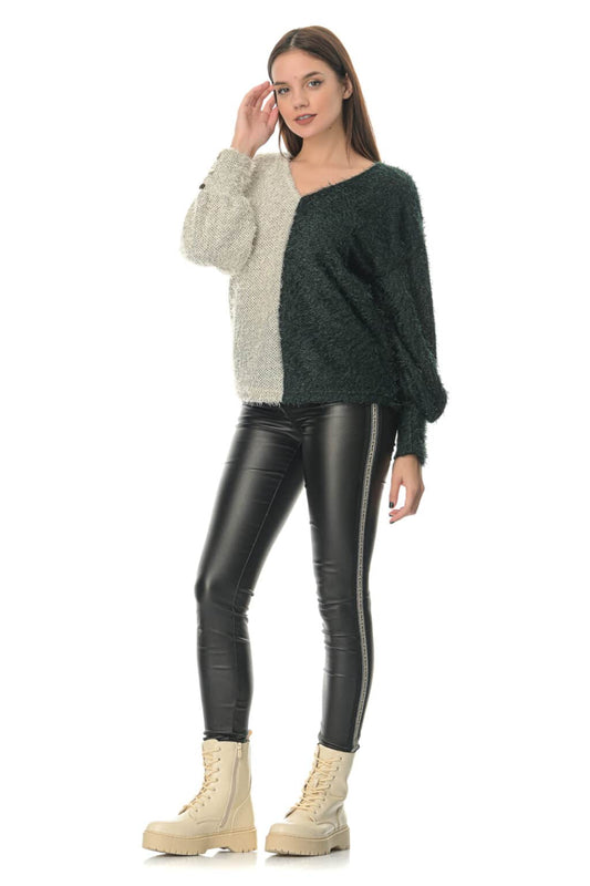 Μπλούζα χνουδωτή δίχρωμη