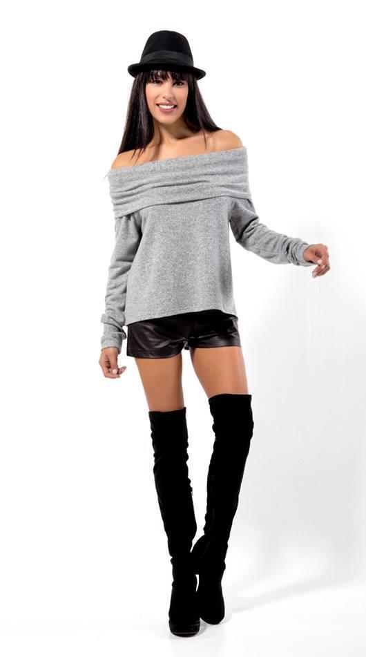 Μπλούζα πλεκτή με ανοιχτούς ώμους