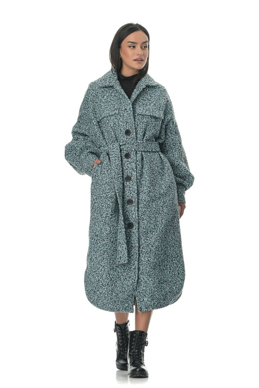 Παλτό μπουκλέ με ζώνη