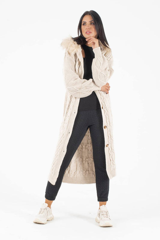 Ζακέτα πλεκτή με κουκούλα