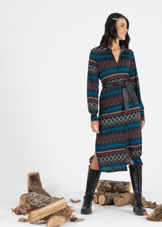 Φόρεμα midi εμπριμέ