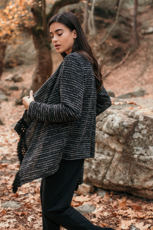 Ζακέτα ημιμάλλινη με κρόσσια