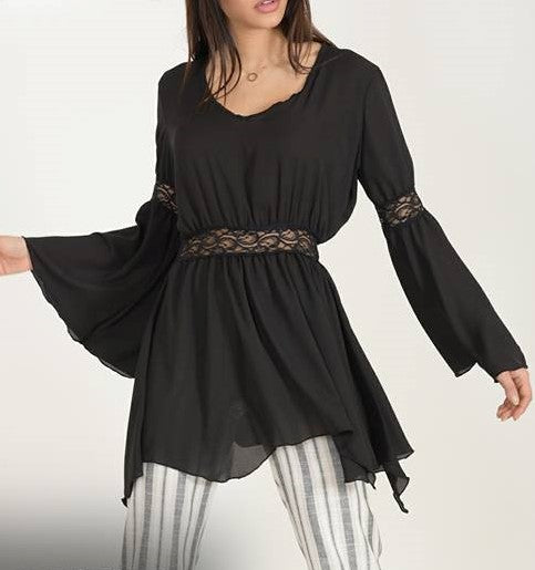 Μπλούζα ζορζέτα με δανδέλα